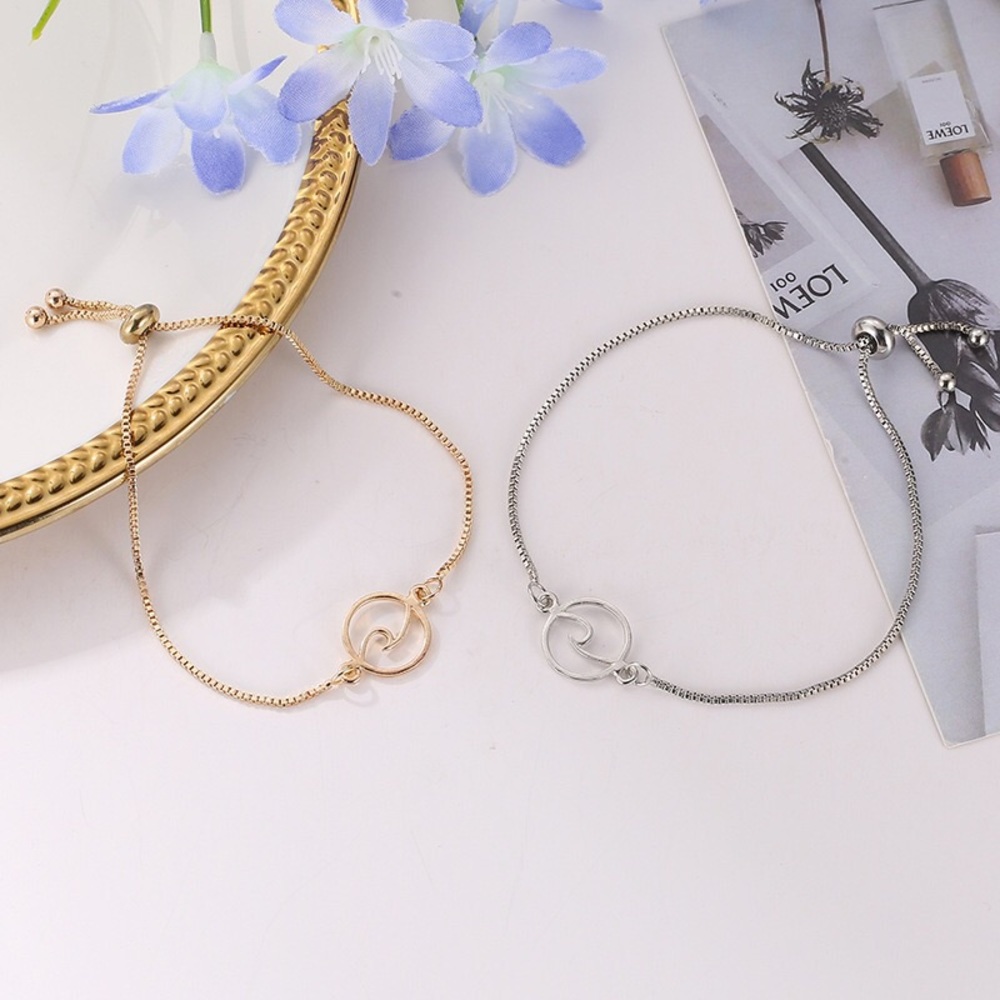 Wave Adjustable Clasp Bracelet in Silver and Gold - Picture 2 of 6